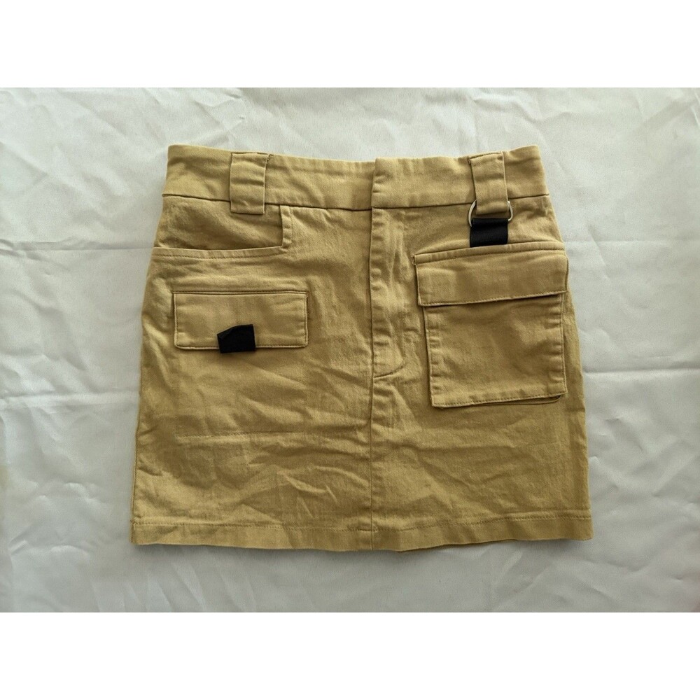 Fashion Nova Khaki Cargo Mini Skirt Size Small Stretch Pockets